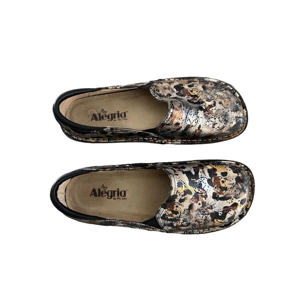 Alegria Womens Multi-Color Debra Rome Leopard Paisley Leather Clog Shoes Size 39